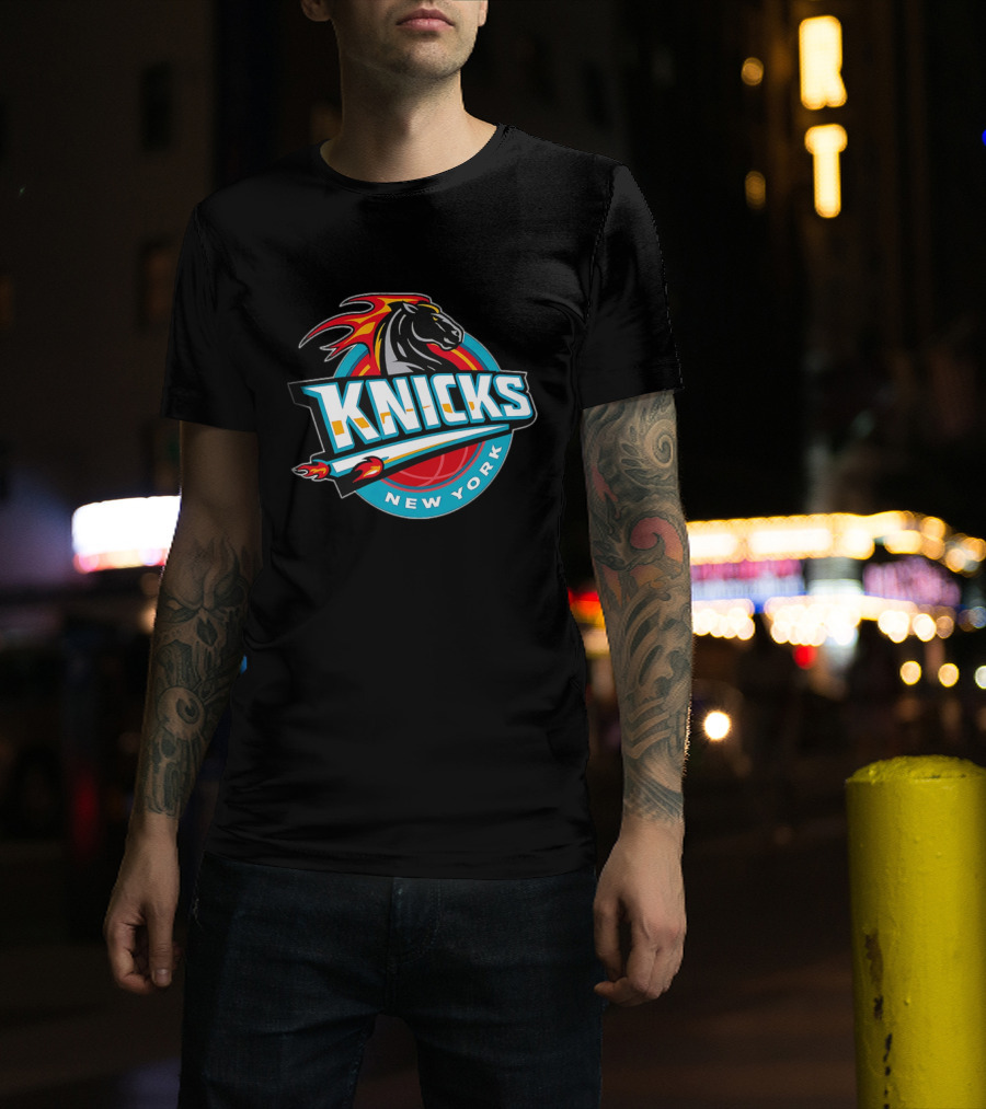 New York Knicks 2025 Horse Emblem With Blue And Red Accents T-Shirt