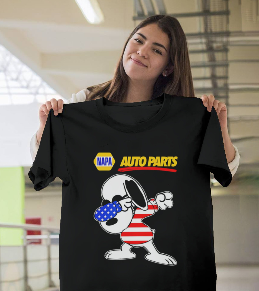 NAPA Auto Parts Snoopy Dabbing USA Flag Character T-Shirt