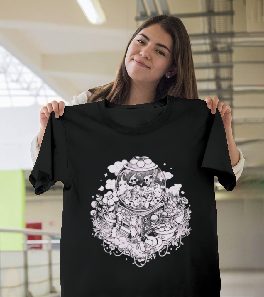Gacha Machine with Skulls and Flowers Pick-Me T-Shirt