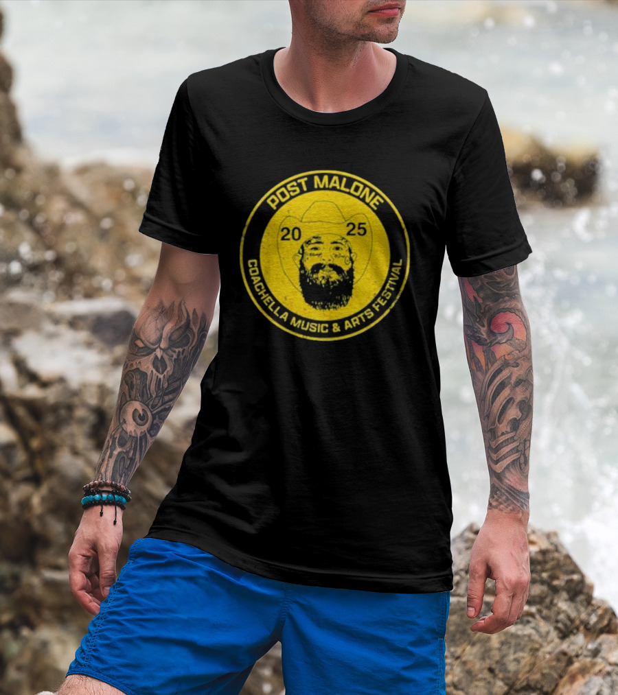 Post Malone 2025 Coachella Music & Arts Festival Cowboy Hat Circle T-Shirt