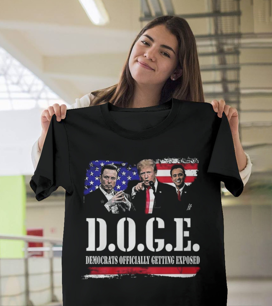 Patriot Pride Mens D.O.G.E Team Democrats Officially Getting Exposed USA Flag Icons T-Shirt