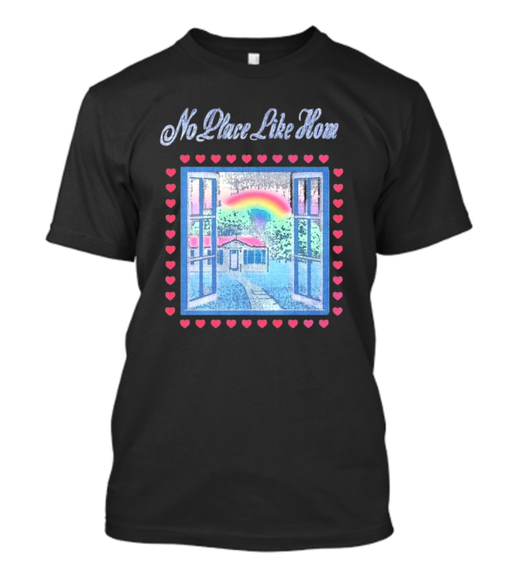 No Place Like Home Tour 2025 Window Heart Rainbow House T-Shirt