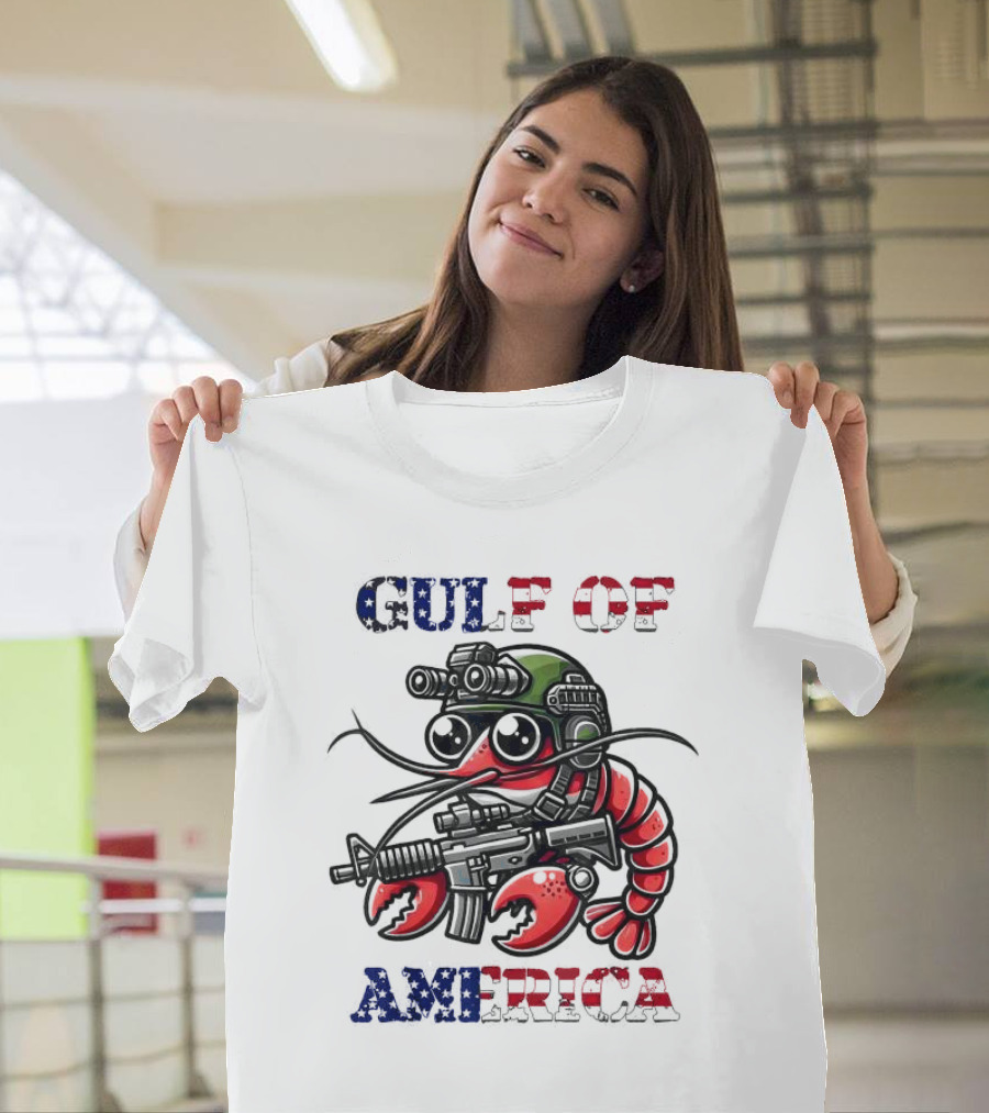Gulf Of America Tactical Shrimp Patriotic Military Camouflage T-Shirt
