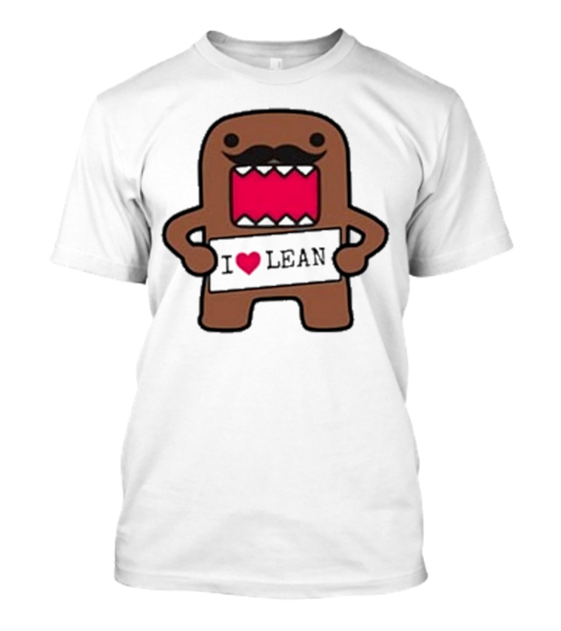I Love Lean Domo Heart Mustache Cartoon Character T-Shirt