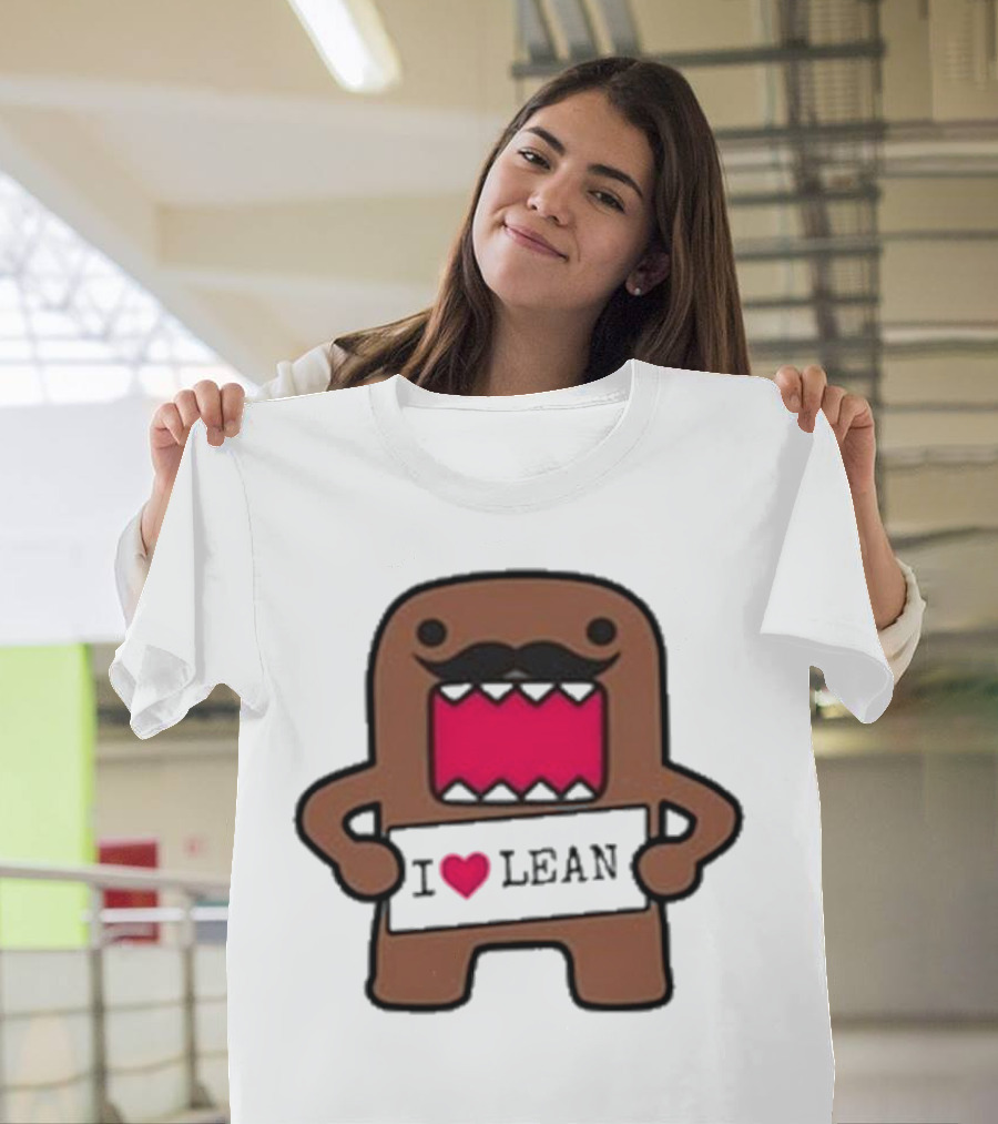 I Love Lean Domo Heart Mustache Cartoon Character T-Shirt