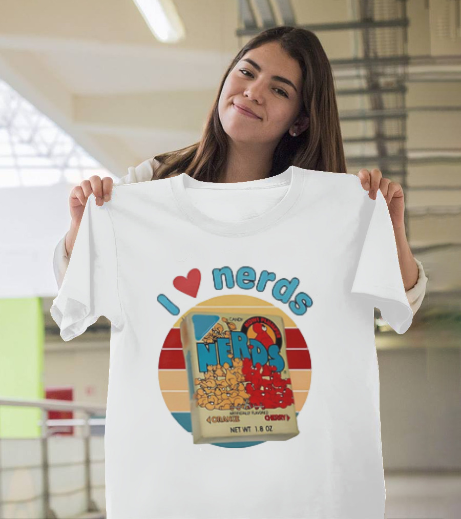 I Love Nerds Candy Box Cherry Orange Vintage Retro Style T-Shirt