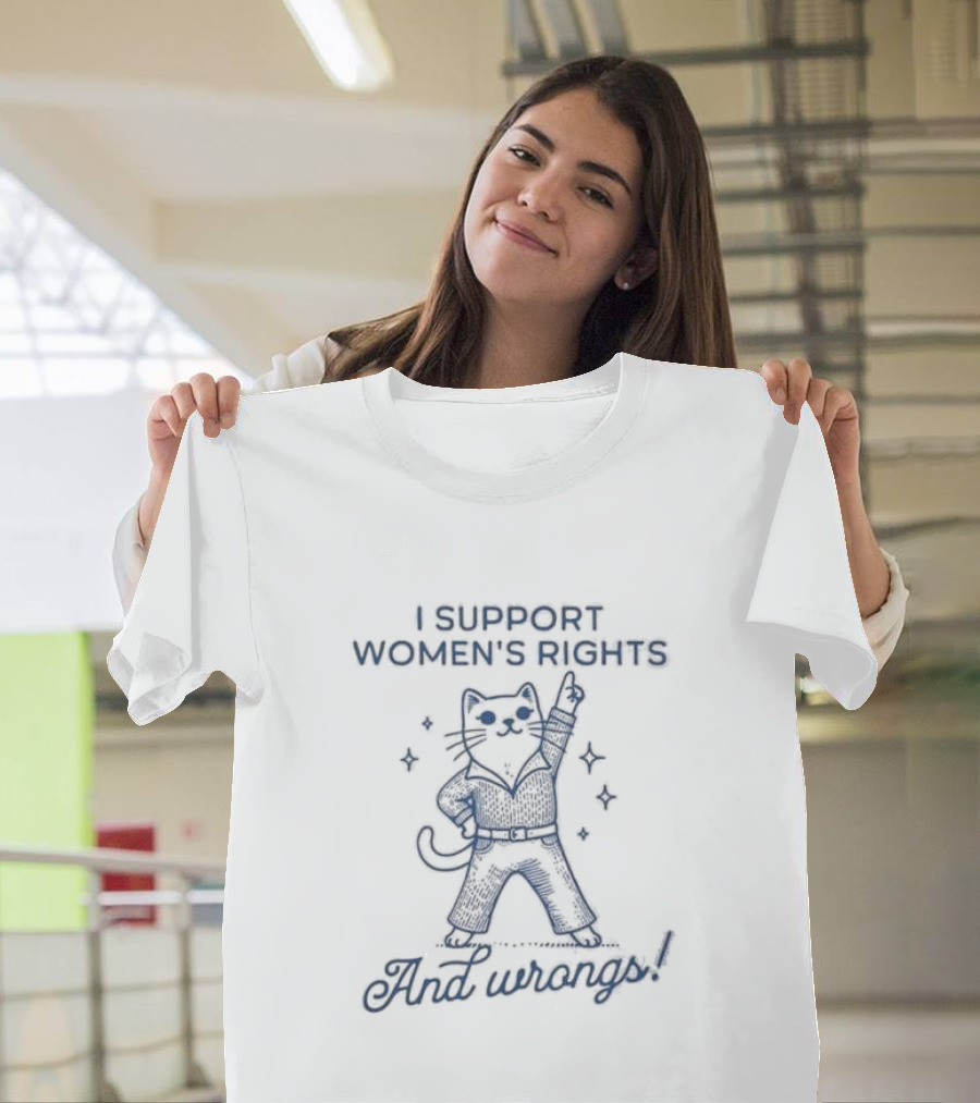 I Support Women’s Rights Cat With Sunglasses And Wrongs T-Shirt