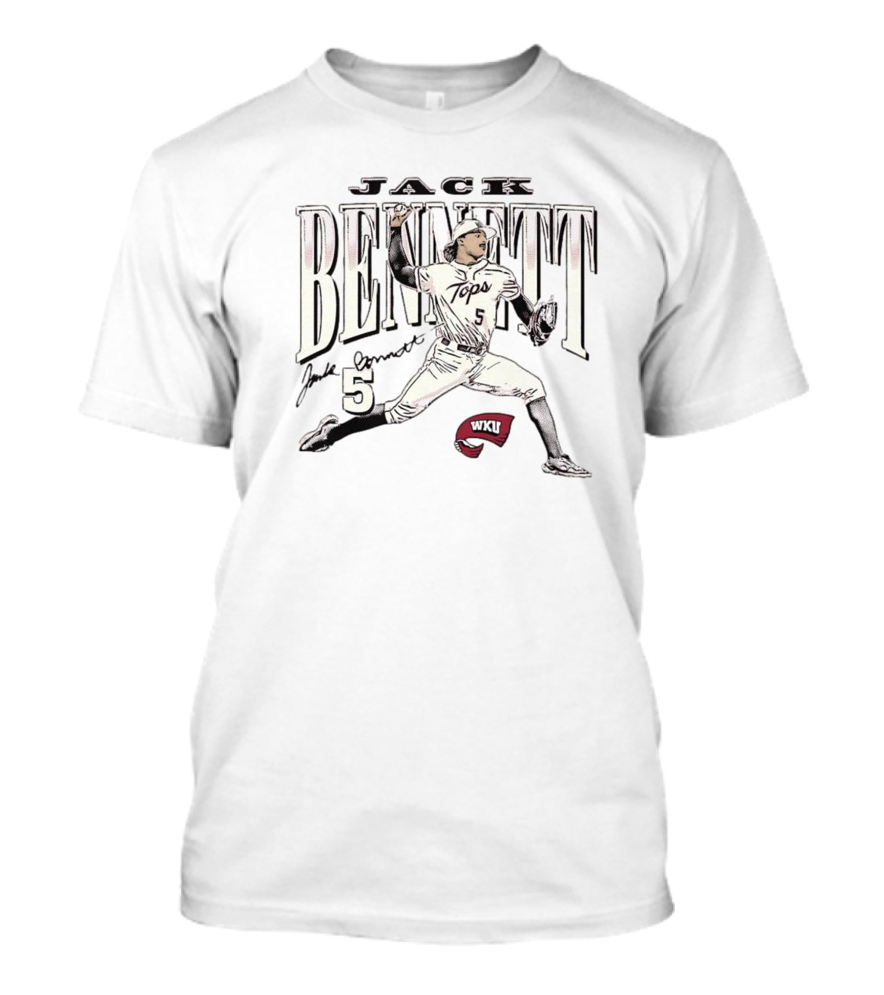 Jack Bennett 5 WKU Tops Western Kentucky Hilltoppers Baseball T-Shirt