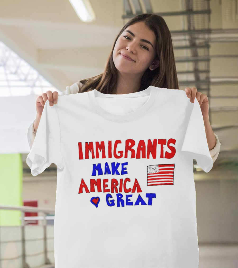 Immigrants Make America Great Heart Flag 2025 T-Shirt