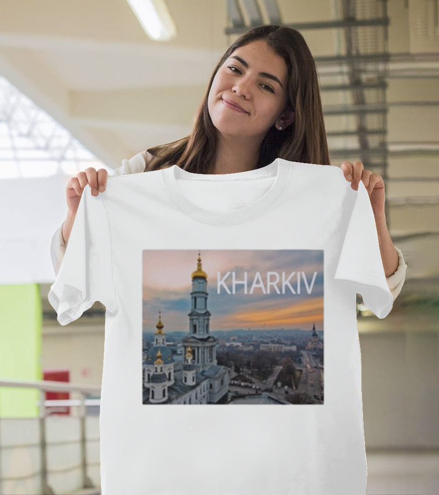 Kharkiv City Skyline With Famous Cathedral Sunset View T-Shirt