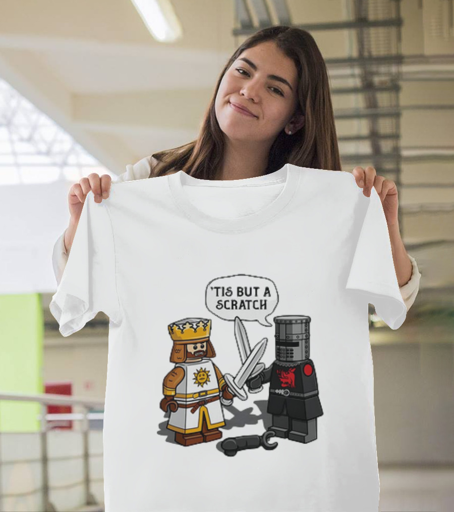 King Arthur and the Black Knight Monty Python and the Holy Grail X LEGO minifigs King vs Knight T-Shirt