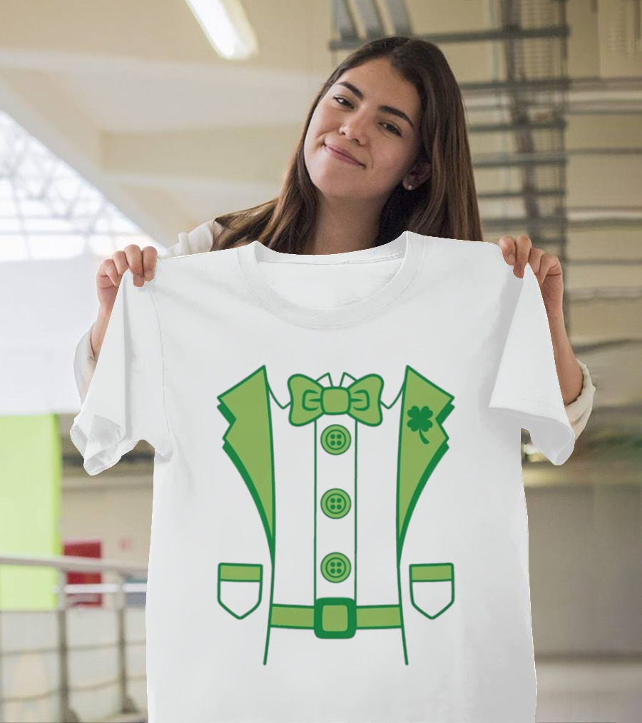 Leprechaun Suit with Bowtie and Shamrock St Patty’s Day T-Shirt