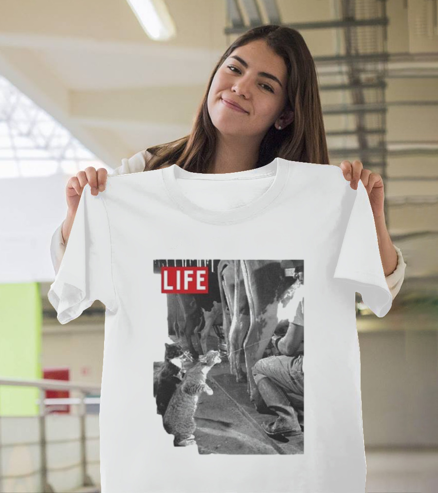 Life Magazine Cats Enjoying Fresh Milk T-Shirt
