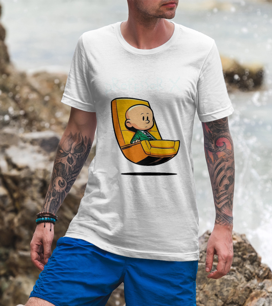 Professor X Cartoon Style In Yellow Chair T-Shirt