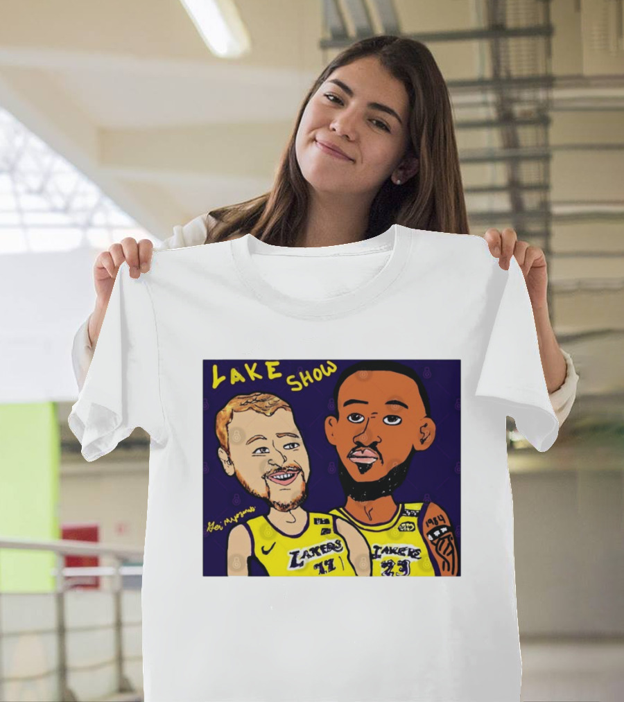 LeBron James and Luka Dončić Lake Show Lakers Cartoon Art 23 77 T-Shirt