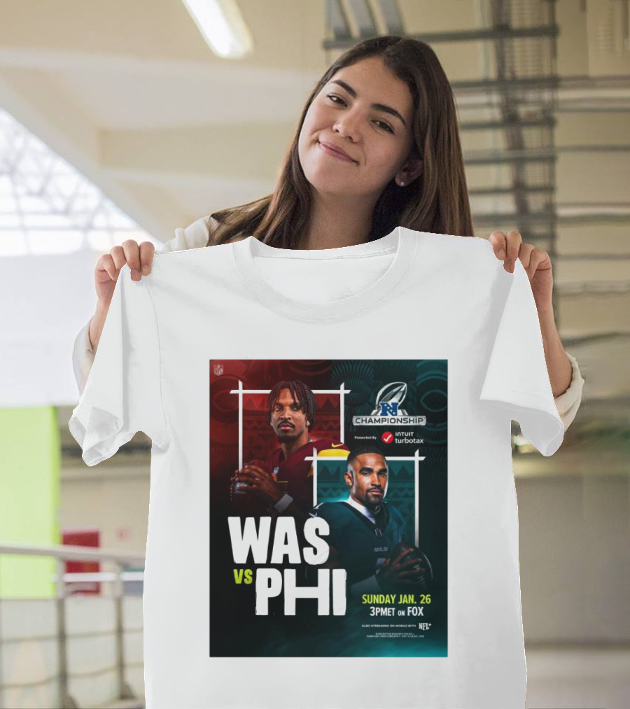 Jayden Daniels Washington Commanders vs Jalen Hurts Philadelphia Eagles NFC Championship Sunday Jan 26 3PM ET on Fox T-Shirt