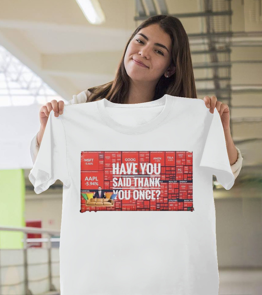 JD Vance Have You Said Thank You Once Stock Market Red Decline Background T-Shirt