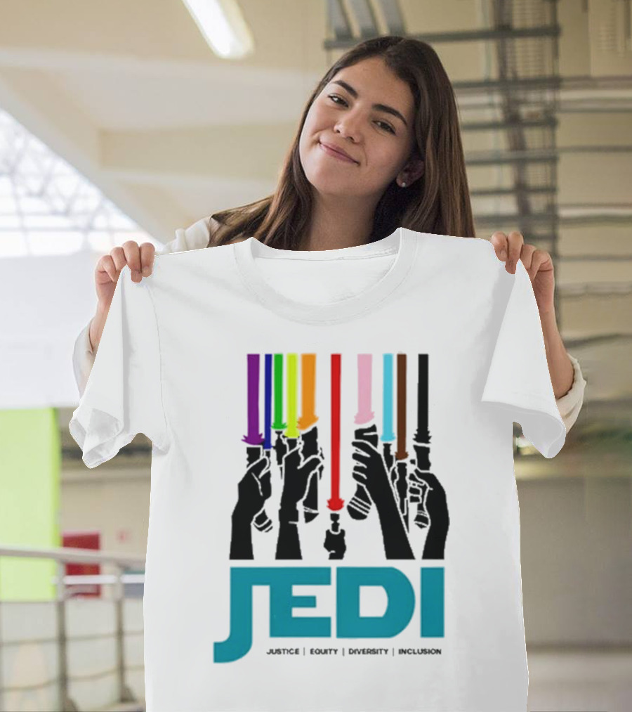 Jedi Justice Equity Diversity Inclusion Lightsaber Colors T-Shirt