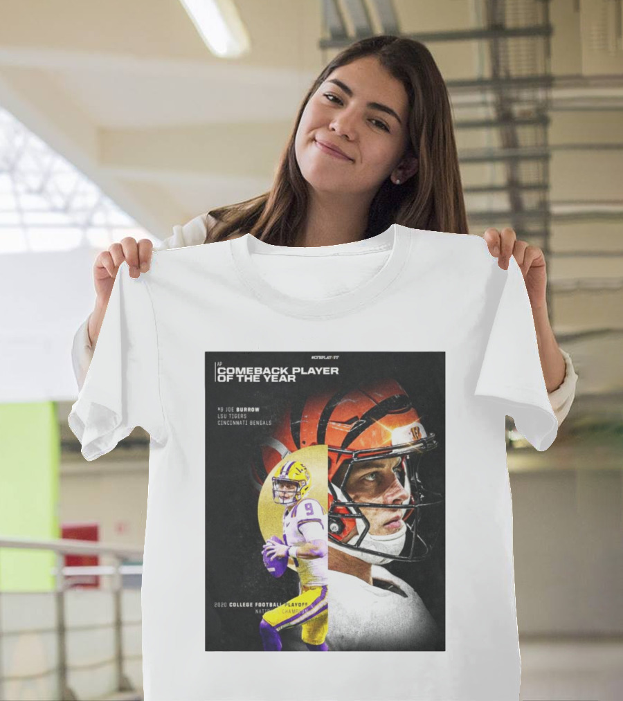 AP Comeback Player of the Year Joe Burrow LSU Tigers Cincinnati Bengals 2020 College Football Playoff National Champion T-Shirt