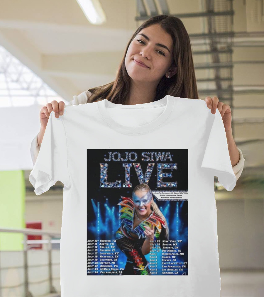 JoJo Siwa Live Tour 2025 Dates and Cities List Featuring Sparkling Costume and Interactive Experience T-Shirt