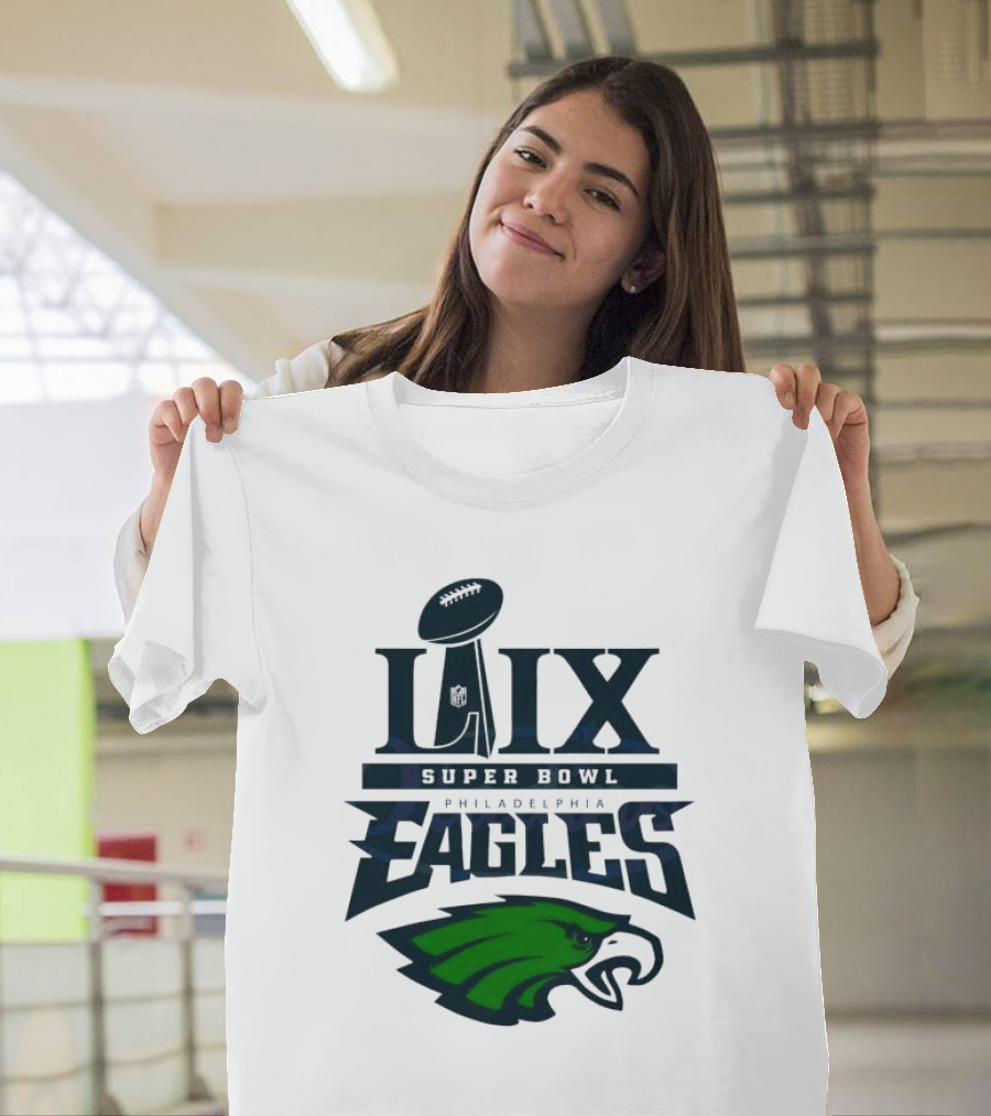 LIX Super Bowl Philadelphia Eagles Trophy and Logo T-Shirt