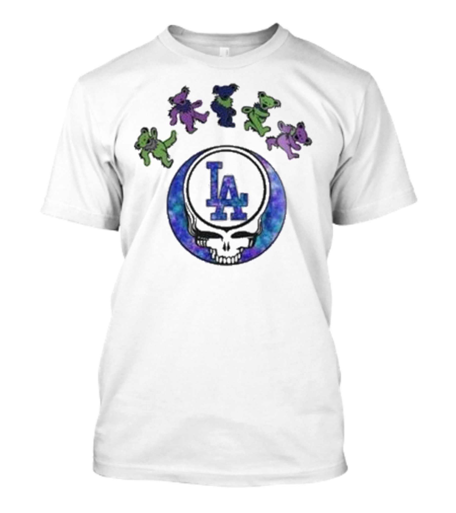 Los Angeles Dodgers 2025 Grateful Dead Skull Bears Night Baseball T-Shirt