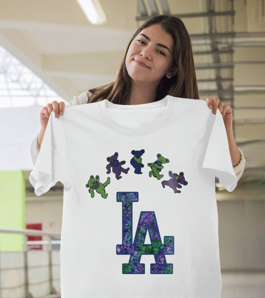 Los Angeles Dodgers Grateful Dead Night 2025 LA Logo Dancing Bears T-Shirt