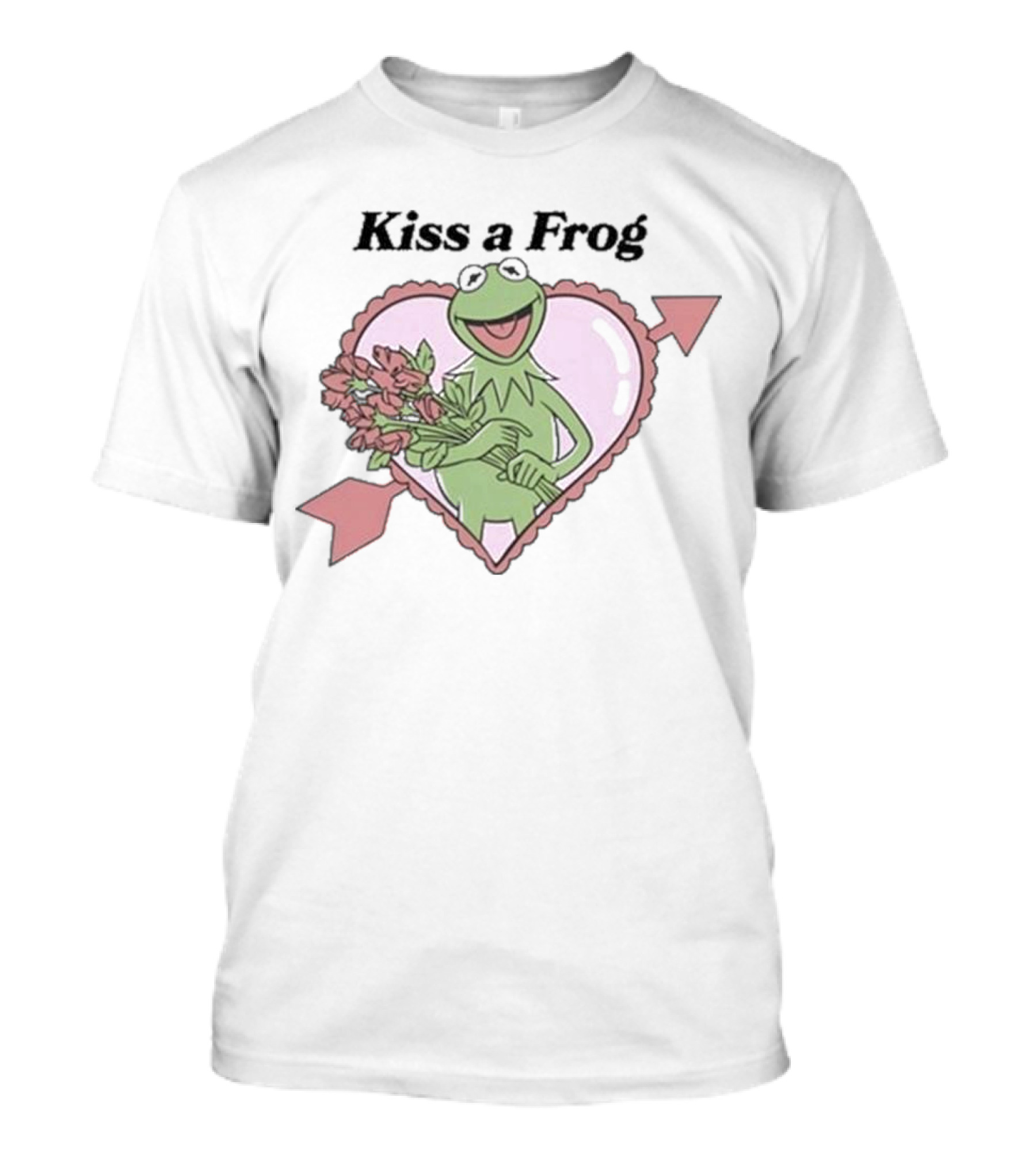 Kiss A Frog Kermit Heart And Roses T-Shirt