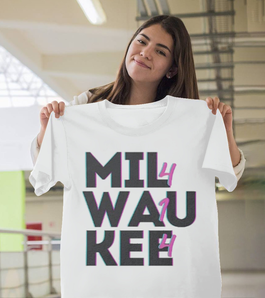 Milwaukee 414 Vintage Neon Typography Bold Statement T-Shirt