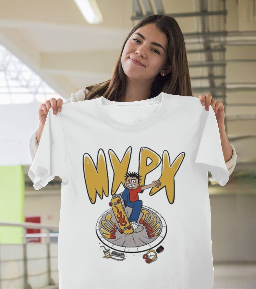 MXPX Today I'm Easy Skateboard Character With Flame Deck T-Shirt