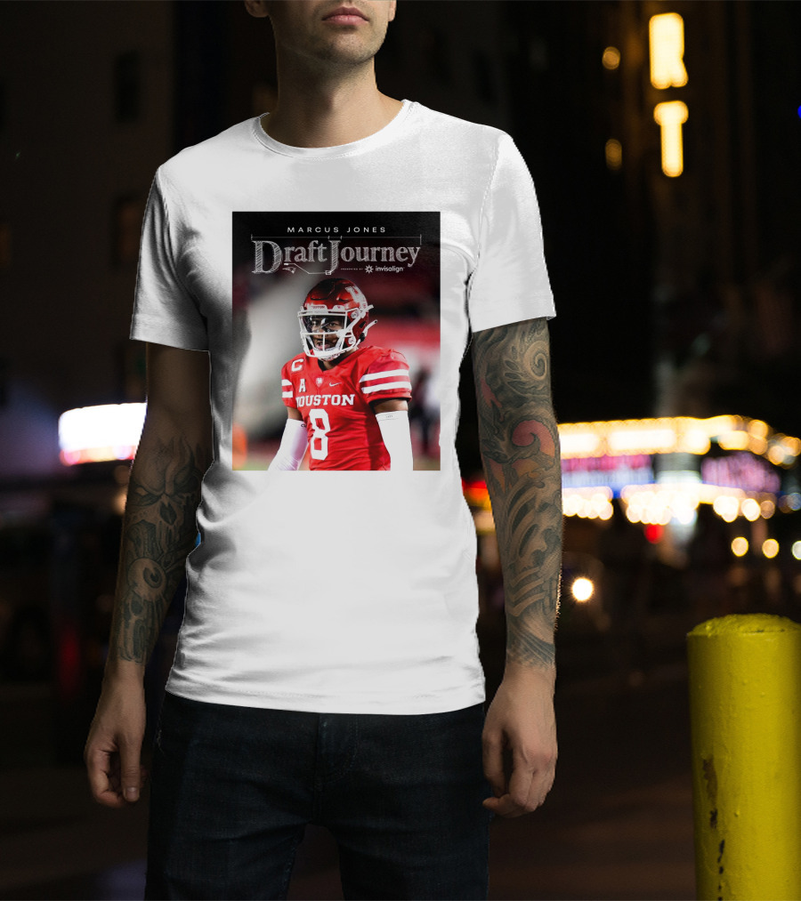 Marcus Jones New England Patriots NFL Draft Journey Houston Football T-Shirt