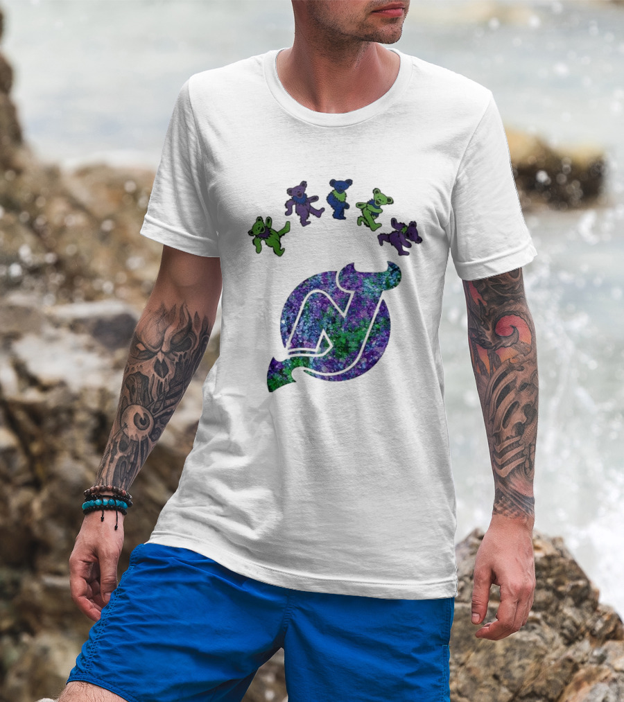 New Jersey Devils Grateful Dead Night 2025 Dancing Bears Iconic Hockey Event T-Shirt