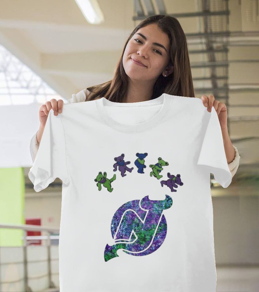 New Jersey Devils Grateful Dead Night 2025 Dancing Bears Iconic Hockey Event T-Shirt