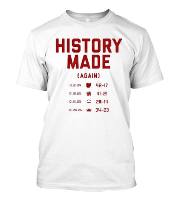 Ohio State Buckeyes History Made Again Championships Dates And Scores T-Shirt