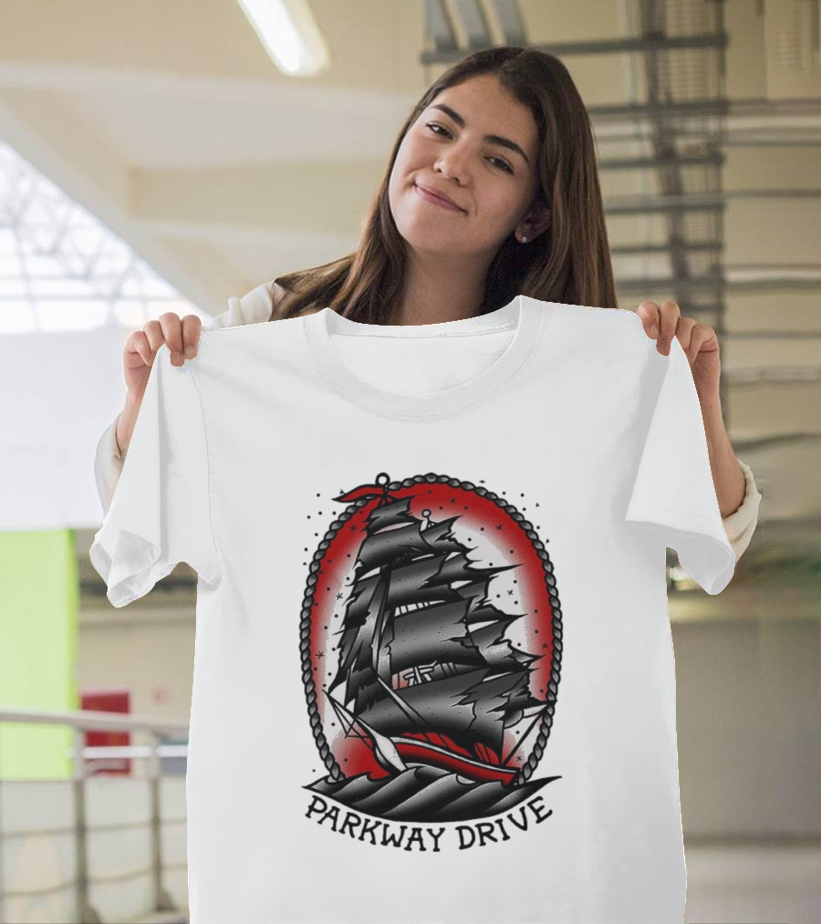Parkway Drive Home Is For The Heartless Ship Ocean Tattoo Art Style T-Shirt