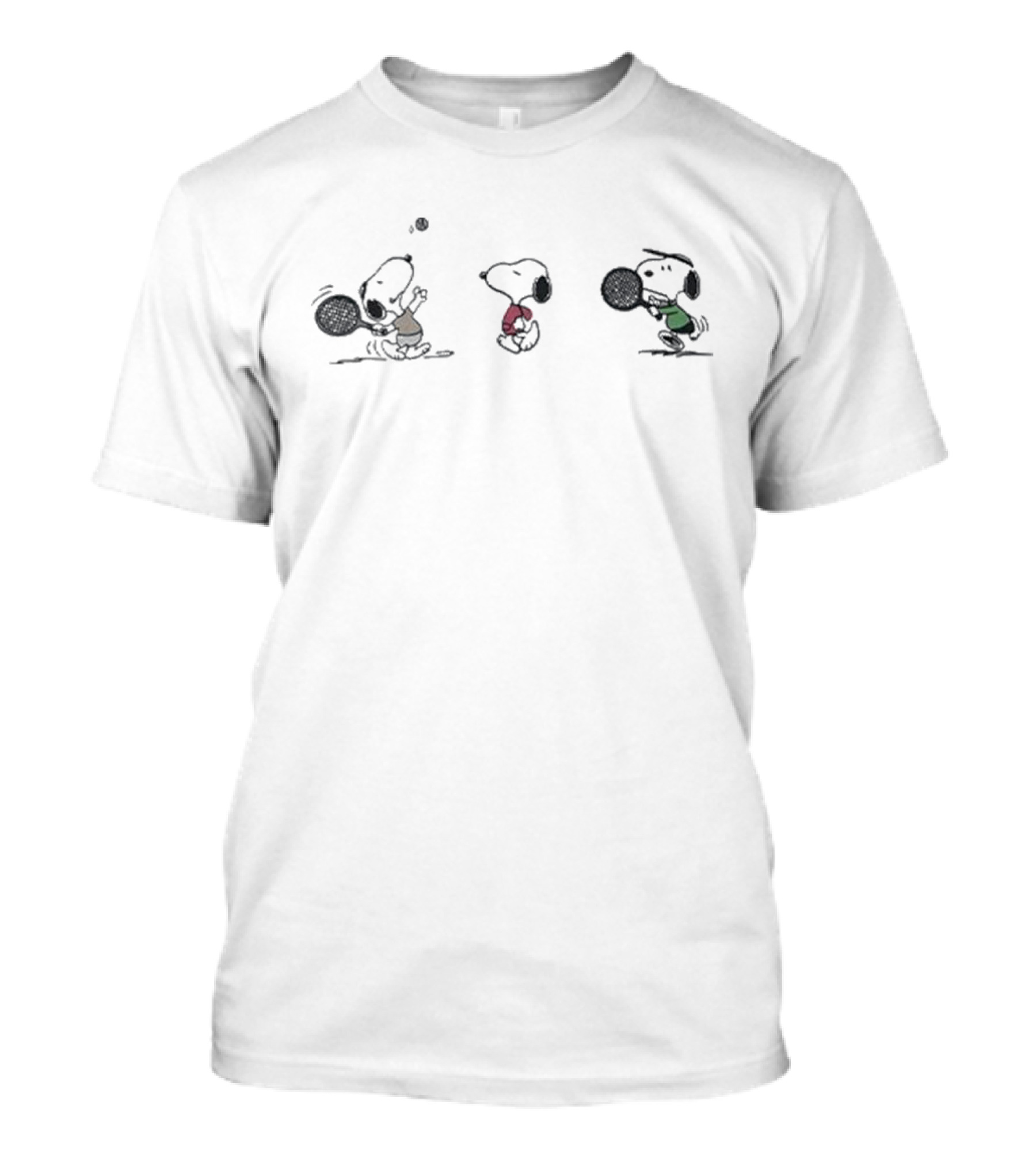 Peanuts Snoopy Tennis Trio Playing Vintage Style T-Shirt