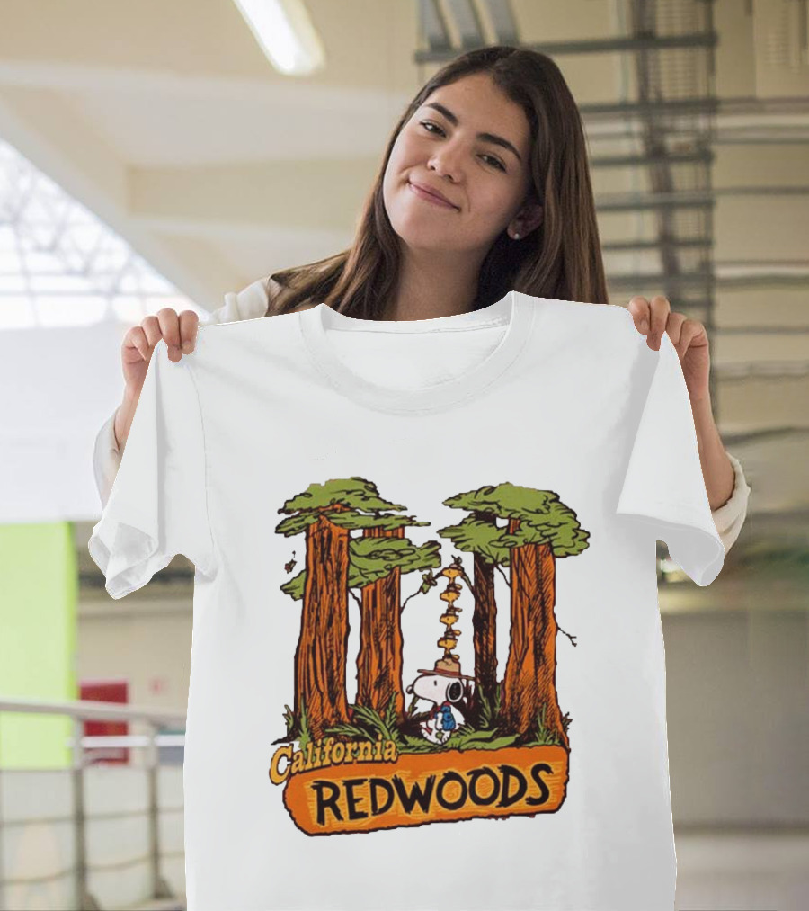 California Redwoods Snoopy Peanuts Camping Adventure T-Shirt