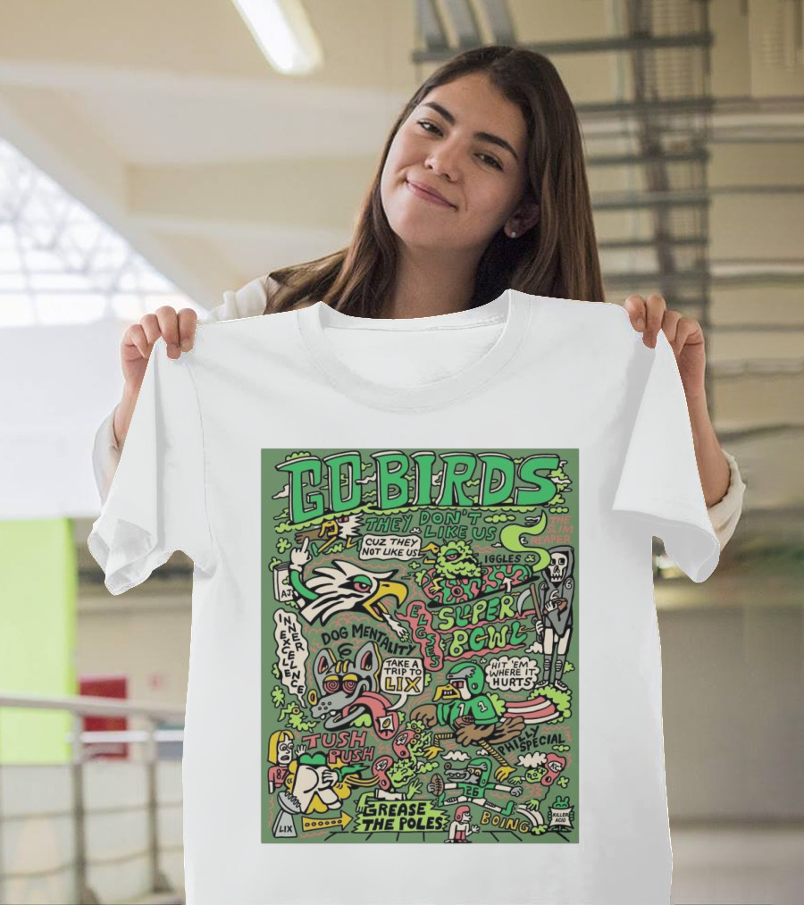 Philadelphia Eagles Go Birds Super Bowl Dog Mentality Tush Push Take A Trip To LIX Grease The Poles T-Shirt