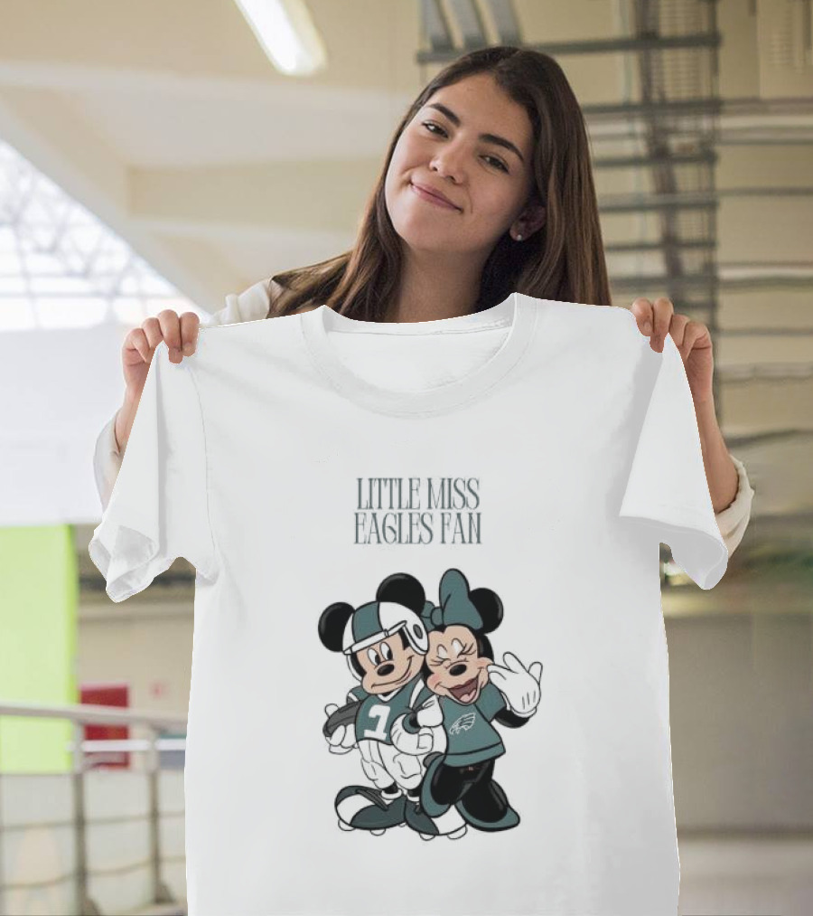 Philadelphia Eagles Mickey and Minnie Little Liss Eagles Fan T-Shirt