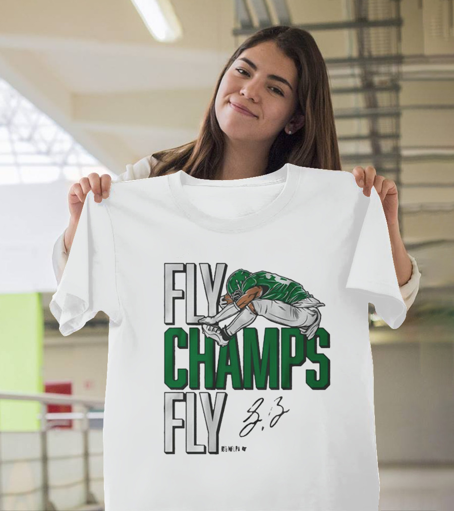 Philadelphia Eagles Saquon Barkley Fly Champs Fly Super Bowl LIX Signature T-Shirt