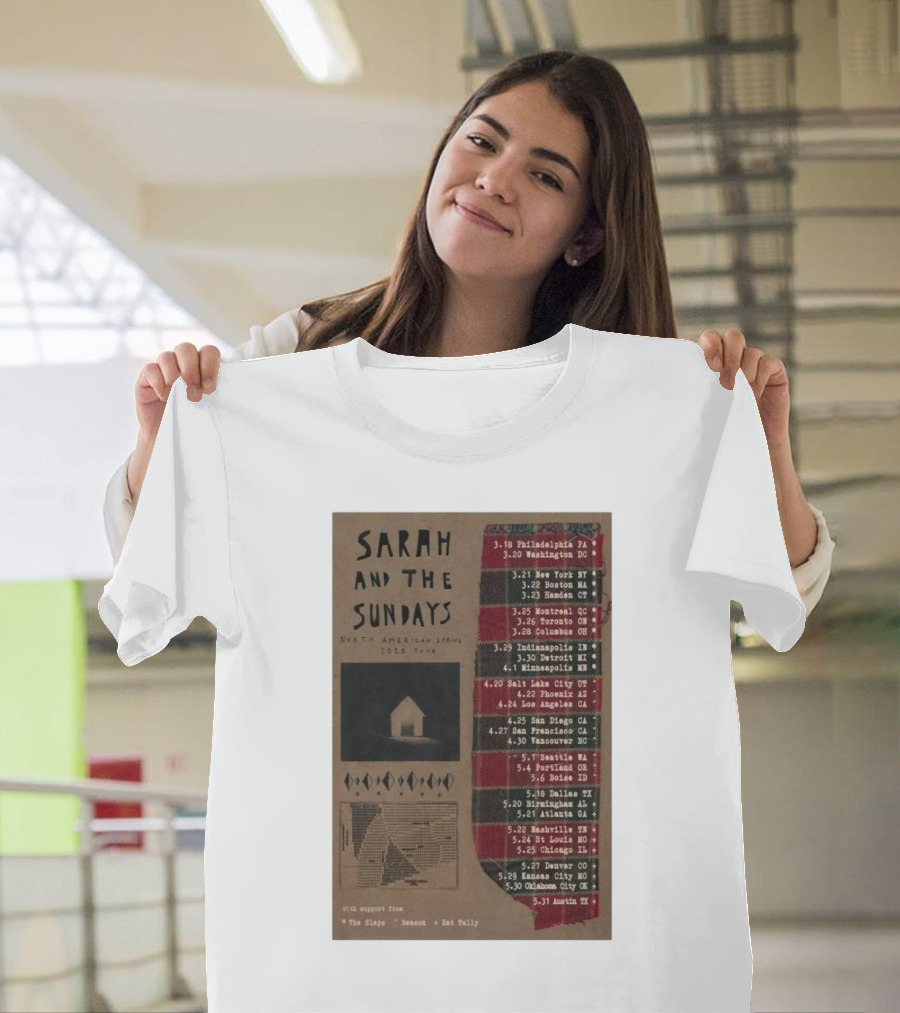 Sarah And The Sundays North American Spring 2025 Tour with The Slaps Beeson Rat Tally T-Shirt
