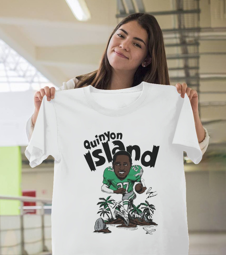 Quinyon Island Philadelphia Eagles NFL Caricature Player Signature 27 T-Shirt