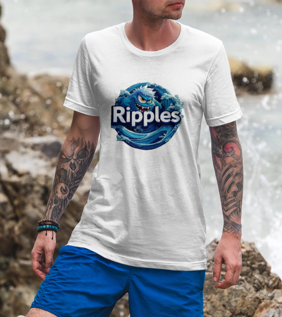 Ripples Monster Blue Waves Creature T-Shirt