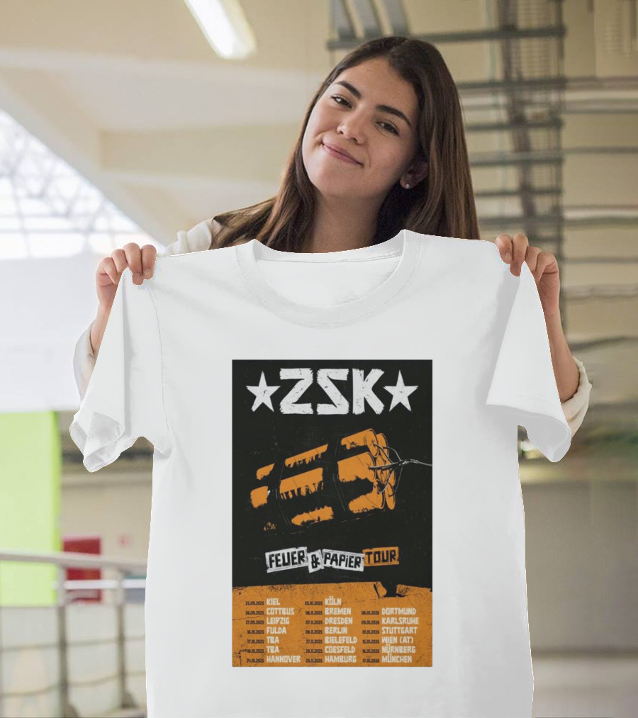 ZSK Feuer And Papier Tour 2025 Kiel Cottbus Leipzig Fulda Tour Dates T-Shirt