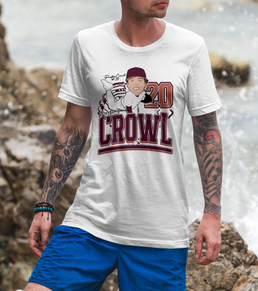 Preston Crowl Baseball 2025 Pitcher Number 20 T-Shirt