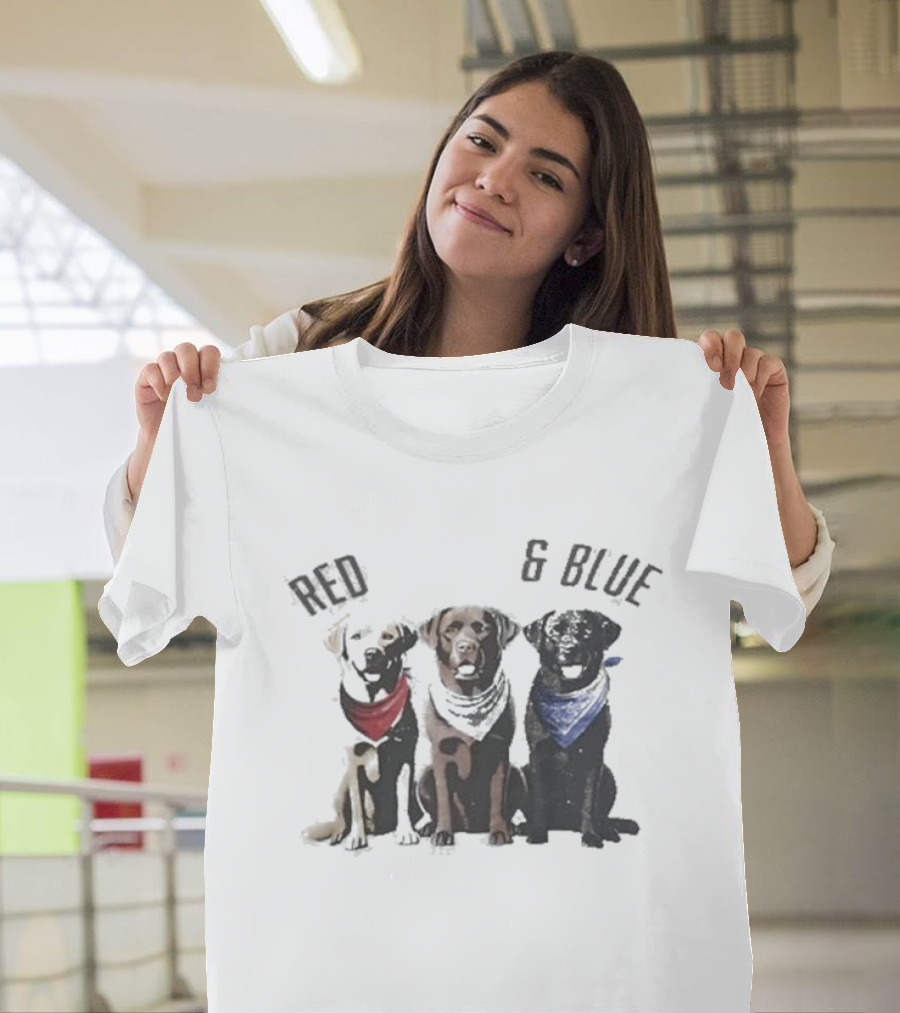 Red White And Blue Dogs Bandana Trio T-Shirt