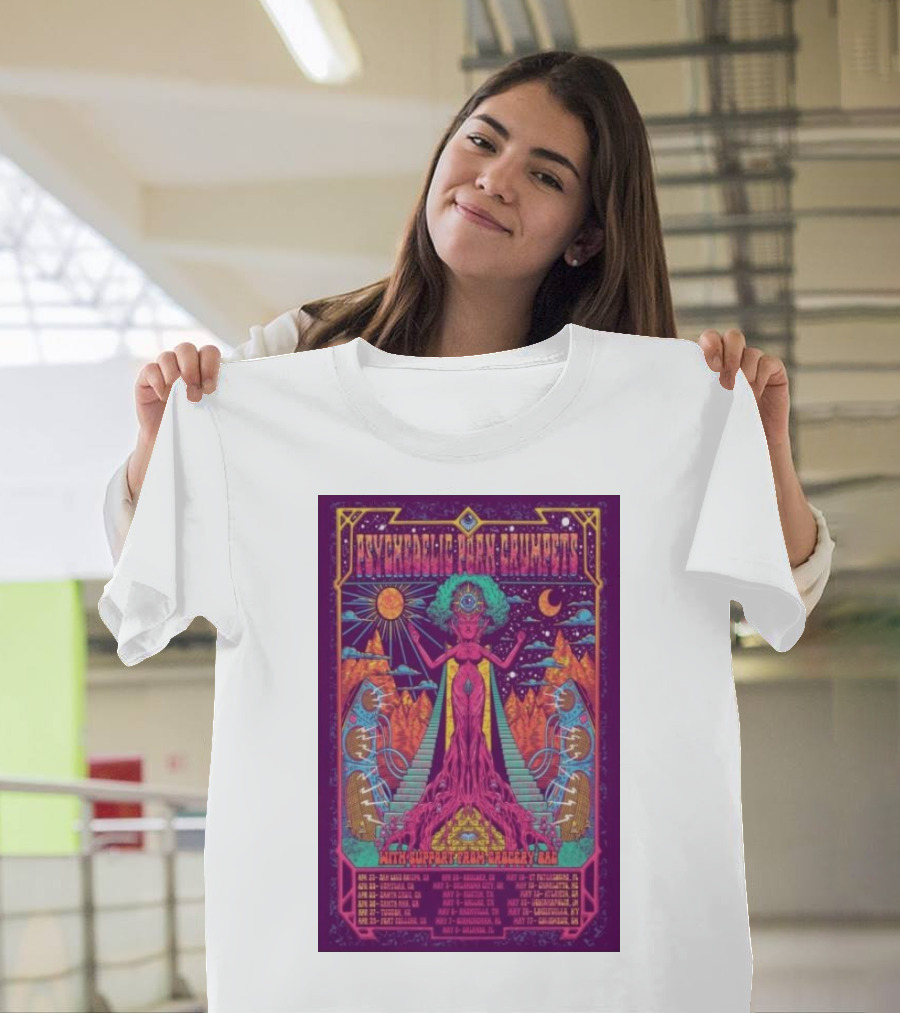 Psychedelic Porn Crumpets 2025 Tour Santa Ana April 26 with Support from Crocodylus T-Shirt