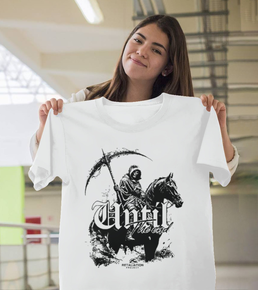 Retaliation Project Until The End Eternal Distressed Skull Design T-Shirt