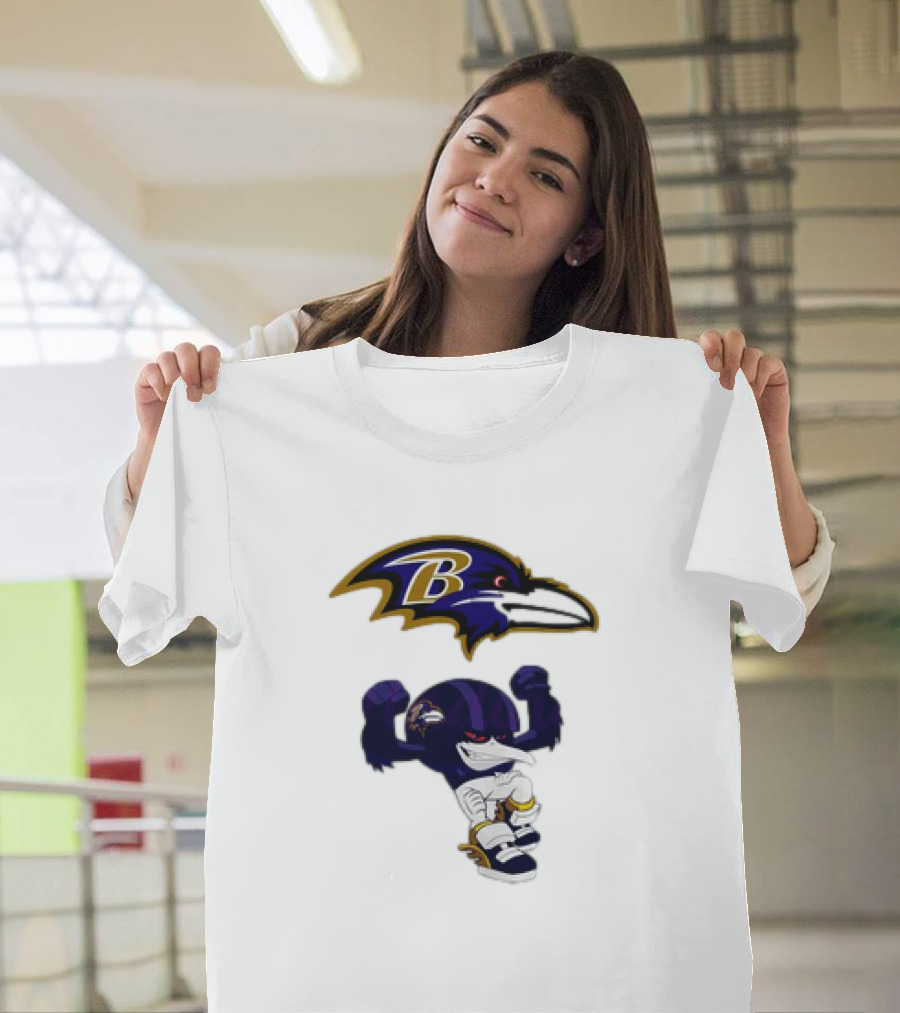 Baltimore Ravens Rush Zone NFL Cartoon Character Ravens Logo 2025 T-Shirt