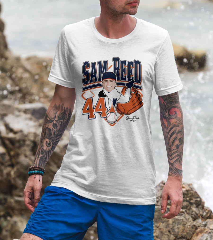 Sam Reed 44 Baseball Glove And Bat Graphic 2025 T-Shirt